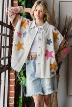 Load image into Gallery viewer, Oli & Hali Color Block Corduroy Shacket with Multi Colored Star Patches in Cream