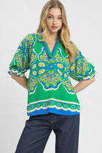 Load image into Gallery viewer, Umgee Boho Print Top in Green ON ORDER