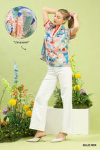 Load image into Gallery viewer, Umgee Jacquard Bloomscape Print Top in Blue Mix