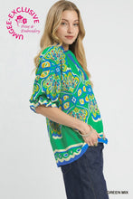 Load image into Gallery viewer, Umgee Boho Print Top in Green ON ORDER