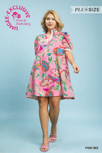 Load image into Gallery viewer, Umgee Jacquard Paisley Print Puff Sleeve Tunic Dress in Pink Mix