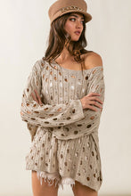 Load image into Gallery viewer, BiBi Hollow Out Detailed Knit Top in Oatmeal Top BiBi