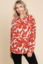 Load image into Gallery viewer, Jodifl Two Toned Floral Printed Long Sleeve Top in Rust