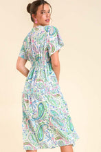 Load image into Gallery viewer, Umgee Paisley Print Tiered Midi Dress in Green Mix Dress Umgee