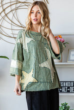 Load image into Gallery viewer, Oli & Hali OVERSIZED Star Patched Top in Green