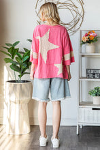 Load image into Gallery viewer, Oli & Hali OVERSIZED Star Patched Top in Hot Pink