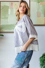 Load image into Gallery viewer, Oli & Hali OVERSIZED Ribbon Bow Patchwork Top in Lavender Blue