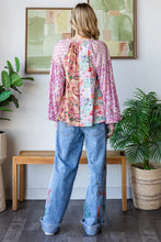 Load image into Gallery viewer, Oli & Hali Mixed Print Button Front Top in Purple Combo