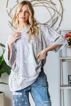 Load image into Gallery viewer, Oli & Hali OVERSIZED Star Patched Top in Blue