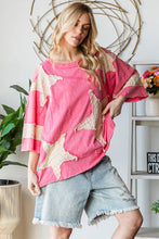Load image into Gallery viewer, Oli & Hali OVERSIZED Star Patched Top in Hot Pink