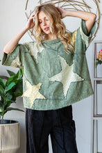 Load image into Gallery viewer, Oli & Hali OVERSIZED Star Patched Top in Green