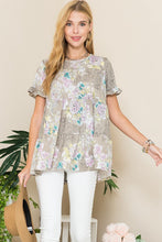 Load image into Gallery viewer, Celeste Floral Print Short Sleeve Tunic in Mocha Celeste