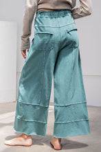 Load image into Gallery viewer, Easel Mineral Washed Terry Knit Pants in Teal Green Pants Easel