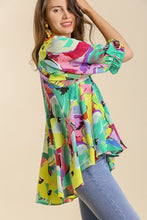 Load image into Gallery viewer, Umgee Bright Floral Print Top in Emerald Mix Shirts & Tops Umgee