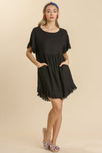 Load image into Gallery viewer, Umgee Short Linen Blend Dress in Black Umgee