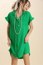 Load image into Gallery viewer, Umgee Gauze Shirt Dress in Kelly Green Dresses Umgee