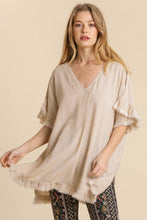 Load image into Gallery viewer, Umgee Ruffled Tunic Top in Oatmeal Umgee