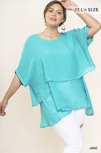 Load image into Gallery viewer, Umgee Lightweight Layered Tunic in Jade Tops Umgee