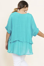 Load image into Gallery viewer, Umgee Lightweight Layered Tunic in Jade Tops Umgee