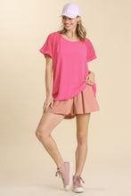 Load image into Gallery viewer, Umgee Hot Pink Top with Crochet Sleeves FINAL SALE Top Umgee