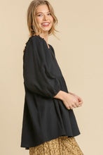 Load image into Gallery viewer, Umgee Gauze Babydoll Top in Black FINAL SALE Shirts & Tops Umgee