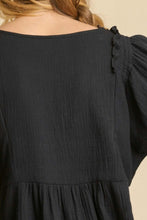 Load image into Gallery viewer, Umgee Gauze Babydoll Top in Black FINAL SALE Shirts & Tops Umgee