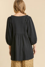 Load image into Gallery viewer, Umgee Gauze Babydoll Top in Black FINAL SALE Shirts & Tops Umgee