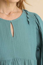Load image into Gallery viewer, Umgee Gauze Babydoll Top in Sea Green FINAL SALE Shirts & Tops Umgee