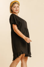 Load image into Gallery viewer, Umgee Short Linen Blend Dress in Black Umgee