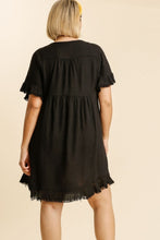 Load image into Gallery viewer, Umgee Short Linen Blend Dress in Black Umgee