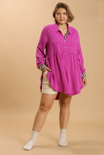 Load image into Gallery viewer, Umgee Mulberry Top with Animal Print Accents FINAL SALE Tops Umgee