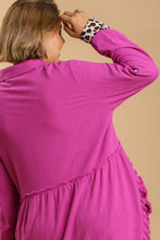 Load image into Gallery viewer, Umgee Mulberry Top with Animal Print Accents FINAL SALE Tops Umgee