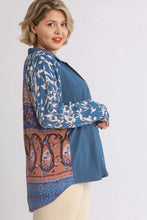 Load image into Gallery viewer, Umgee Button Front Top with Printed Back in Dark Blue Mix Umgee