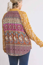 Load image into Gallery viewer, Umgee Button Front Top with Printed Back in Goldenrod Mix Umgee