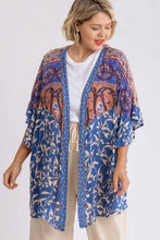 Load image into Gallery viewer, Umgee Mixed Print Kimono in Dark Denim Color Mix Umgee