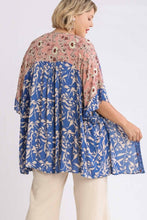 Load image into Gallery viewer, Umgee Mixed Print Kimono in Dark Denim Color Mix Umgee