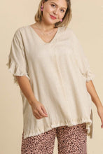 Load image into Gallery viewer, Umgee Ruffled Tunic Top in Oatmeal Umgee