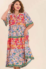 Load image into Gallery viewer, Umgee Mixed Floral Print Round Neck Maxi Dress in Pink Mix Dress Umgee