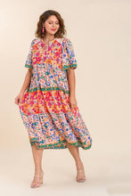 Load image into Gallery viewer, Umgee Mixed Floral Print Round Neck Maxi Dress in Pink Mix Dress Umgee