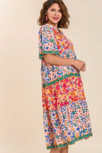 Load image into Gallery viewer, Umgee Mixed Floral Print Round Neck Maxi Dress in Pink Mix Dress Umgee
