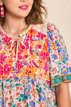 Load image into Gallery viewer, Umgee Mixed Floral Print Round Neck Maxi Dress in Pink Mix Dress Umgee