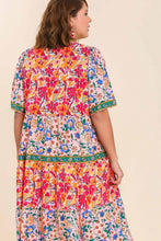 Load image into Gallery viewer, Umgee Mixed Floral Print Round Neck Maxi Dress in Pink Mix Dress Umgee