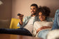 couple having a movie date night at home