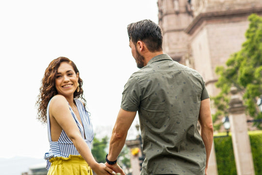 man and woman on a date