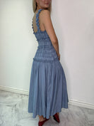 STITCH & Co. Smocked Bodice Maxi Dress in Light Denim
