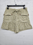 STITCH & Co. Floral Print Twill Shorts with Pleated Details in Beige