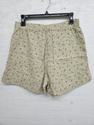 STITCH & Co. Floral Print Twill Shorts with Pleated Details in Beige