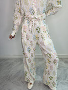 STITCH & Co. Floral Print Gauze Pants in Ivory/Flower