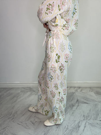 STITCH & Co. Floral Print Gauze Pants in Ivory/Flower