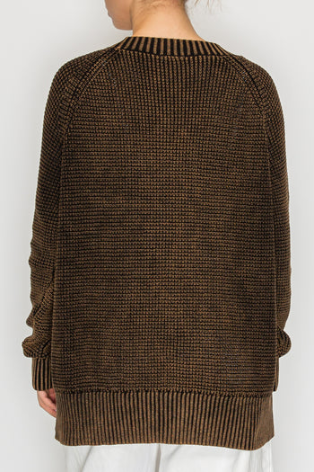 STITCH & Co Knit Sweater Cardigan in Washed Black